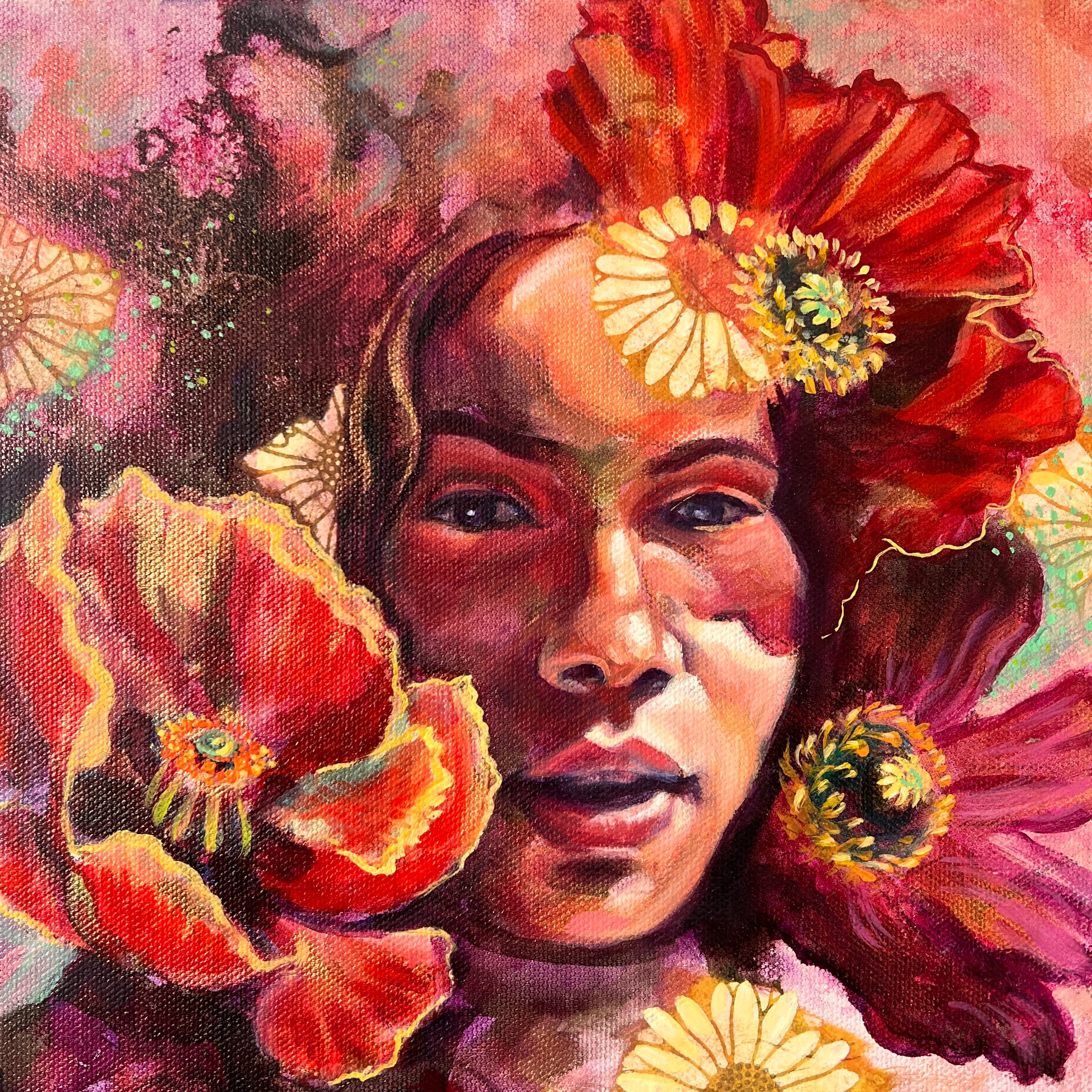 Red and Orange Poppy Study